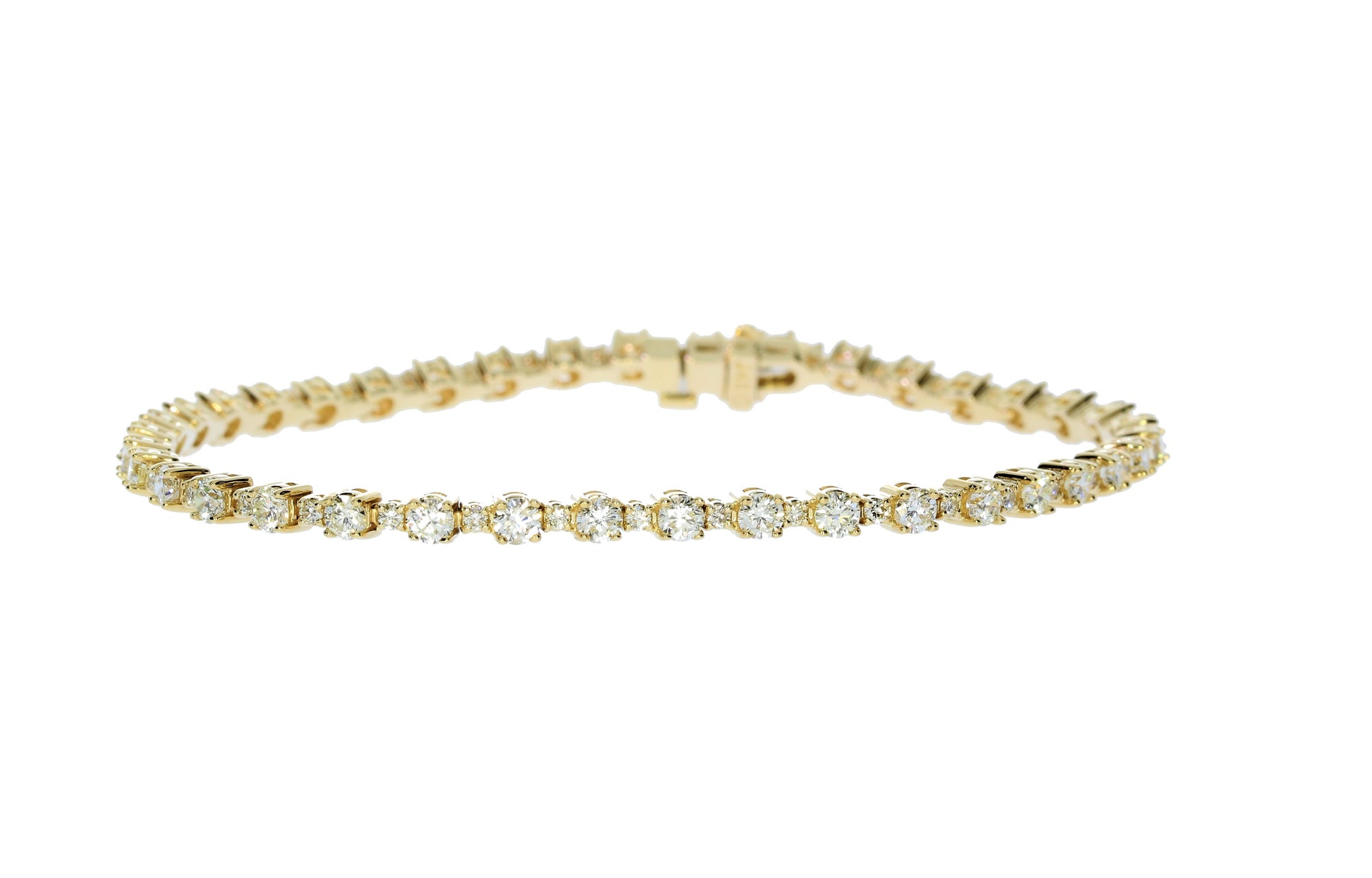 Yellow Gold Diamond Tennis Style Bracelet - Diamond Bracelets