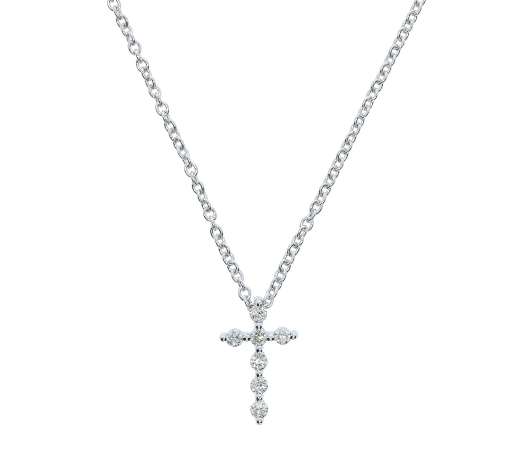 White Gold Diamond Cross Necklace - Diamond Pendants