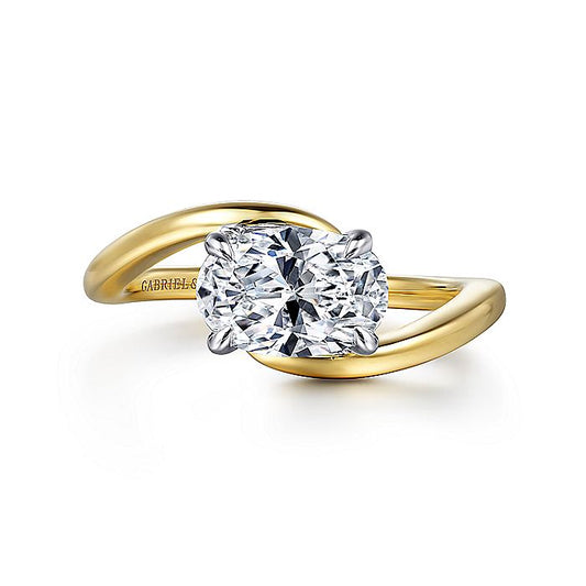 Gabriel & Co Yellow Gold Oval Semi-Mount Engagement Ring - Diamond Semi-Mount Rings