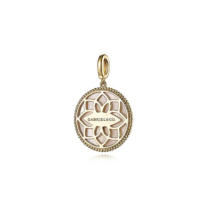 Gabriel & Co Yellow Gold Diamond And Sapphire Compass Pendant - Colored Stone Pendants