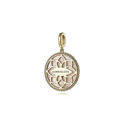 Gabriel & Co Yellow Gold Diamond And Sapphire Compass Pendant - Colored Stone Pendants