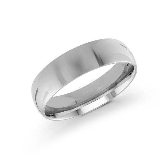 14K White Gold 6mm Wedding Band - Gold Wedding Bands - Men's