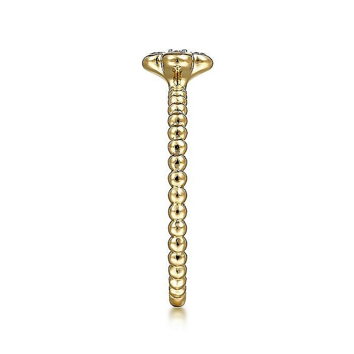 Gabriel & Co. Yellow Gold Diamond Cluster Clover and Bujukan Bead Ring - Diamond Fashion Rings - Women's