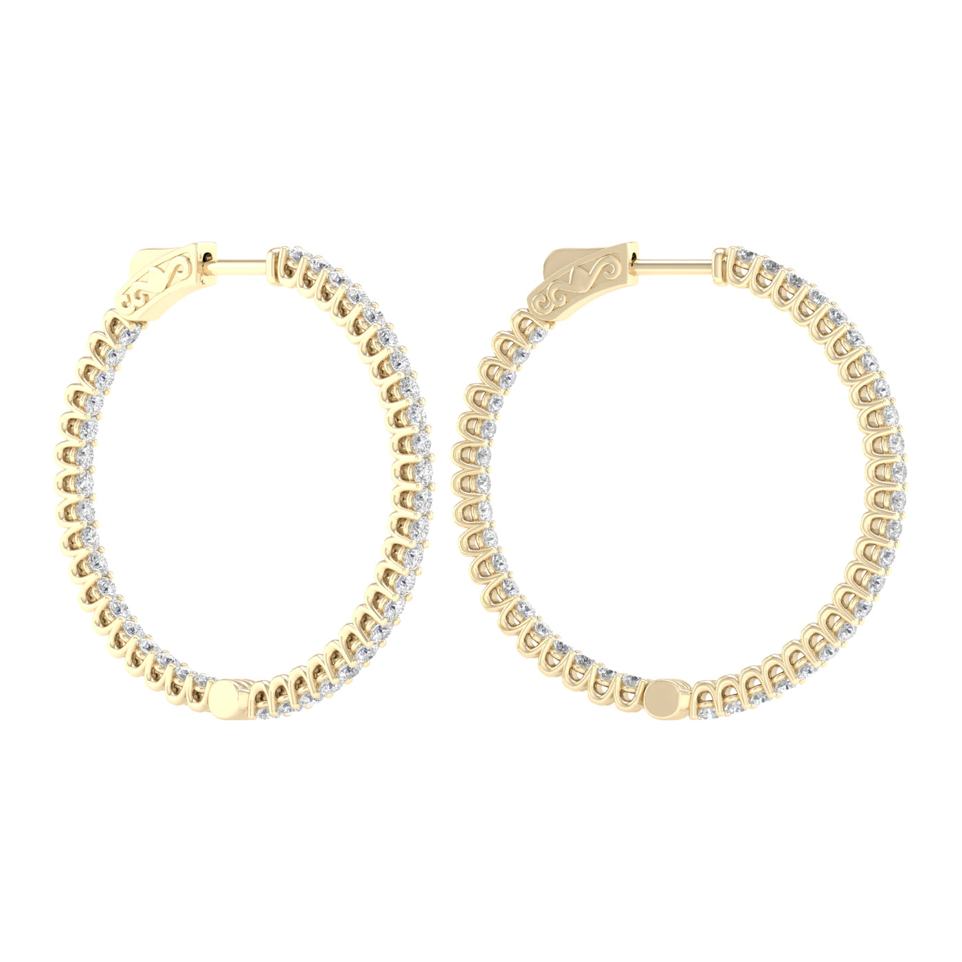 Yellow Gold Laboratory Grown Diamond Hoop Earrings - Diamond Earrings