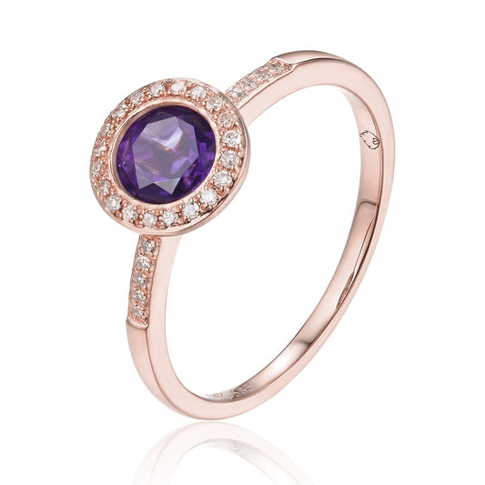 Rose Gold Amethyst and Diamond Ring