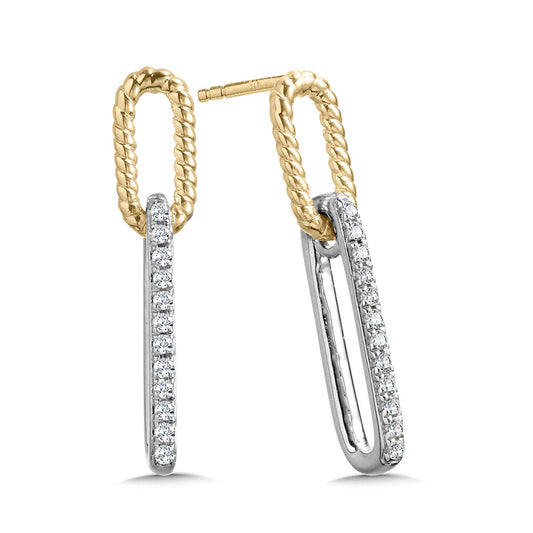 Pair of Ladies Two Tone Diamond Paperclip Earrings