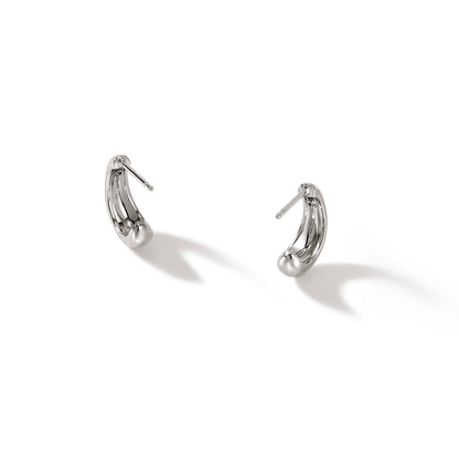 John Hardy Sterling Silver Surf J Hoop Diamond Earrings