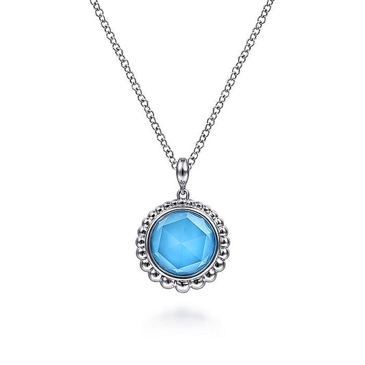 Gabriel & Co Sterling Silver Rock crystal and Turquoise Pendant Necklace - Colored Stone Pendants