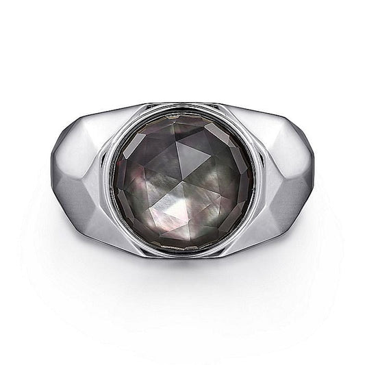 Gabriel & Co. Sterling Silver Black Mother of Pearl Ring - Gents Silver Ring