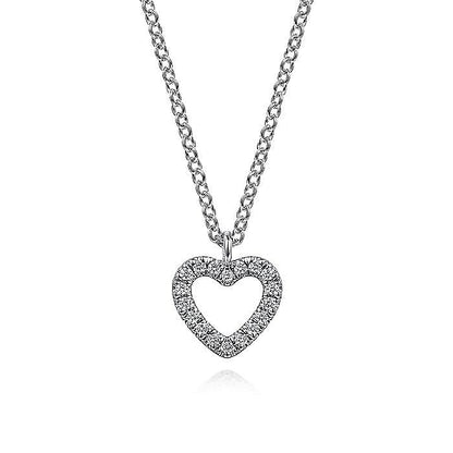 Gabriel & Co. White Gold Diamond Heart Pendant - Diamond Pendants