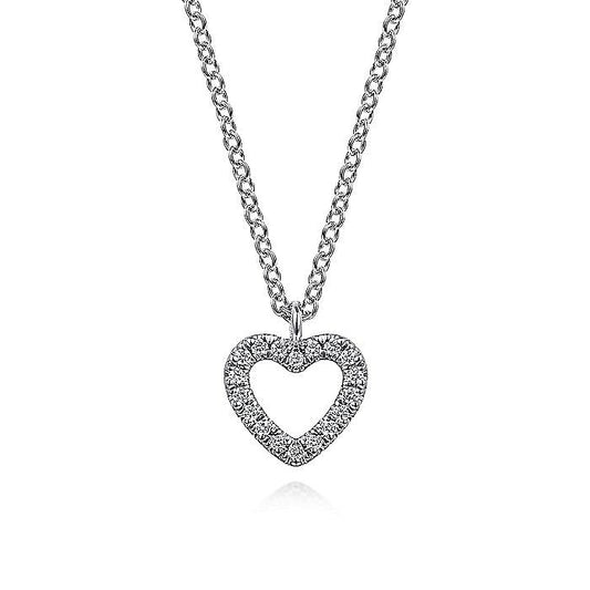 Gabriel & Co. White Gold Diamond Heart Pendant - Diamond Pendants