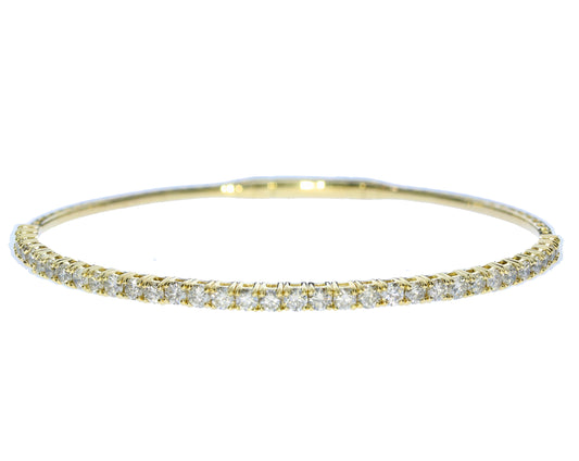 Yellow Gold Flexible Diamond Bangle Bracelet - Diamond Bracelets