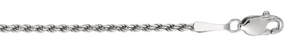 Sterling Silver Rhodium Plated 20 Inch 1.25mm Polish Diamond Cut Rope Chain With Lobster Clasp - Silver Chains