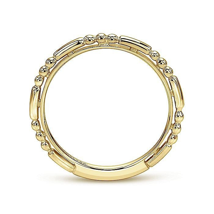 Gabriel & Co Yellow Gold Ball and Bar Station Band - Gold Fashion Rings - Women's