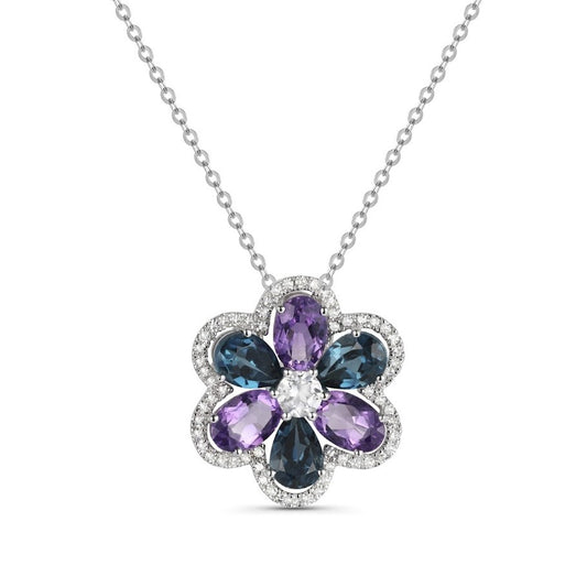 Luvente 14 Karat White Gold Flower Pendant