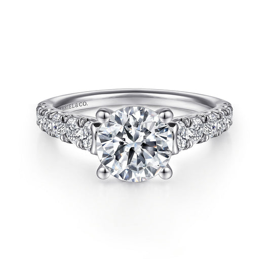 Gabriel & Co. White Gold Round Hidden Halo Semi-Mount Engagement Ring - Diamond Engagement Rings