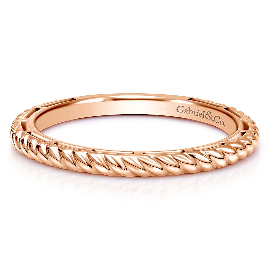 Gabriel & Co. Rose Gold Twisted Rope Stackable Ring - Gold Wedding Bands - Women's