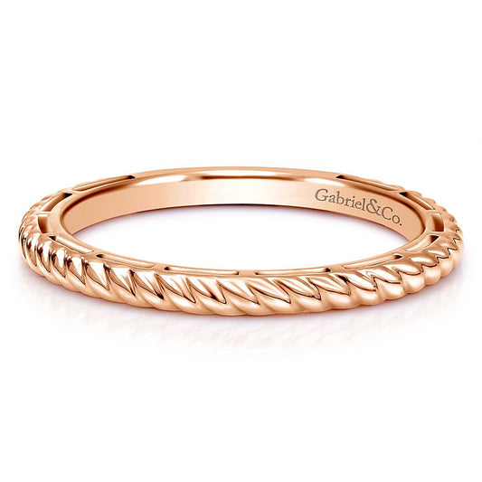 Gabriel & Co. Rose Gold Twisted Rope Stackable Ring - Gold Wedding Bands - Women's