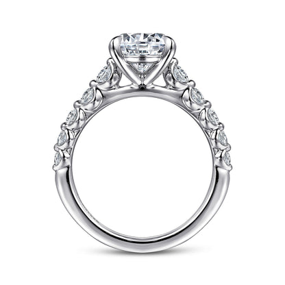 Gabriel & Co. 14 Karat White Gold Round Straight Semi-Mount Engagement Ring - Diamond Semi-Mount Rings