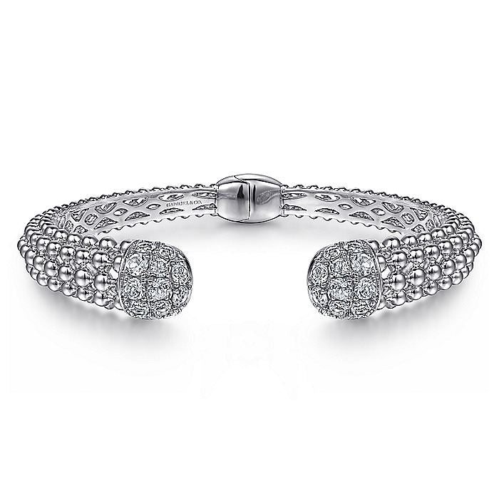 Gabriel & Co Sterling Silver White Sapphire Bujukan Bangle - Silver Bracelets