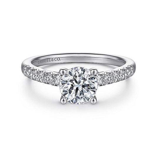 Gabriel & Co. 14 Karat White Gold Round Semi-Mount Engagement Ring - Diamond Semi-Mount Rings