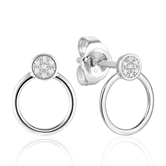 White Gold Diamond Circle Earrings