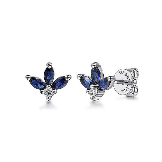 Gabriel & Co. White Gold Diamond and Sapphire Stud Earrings