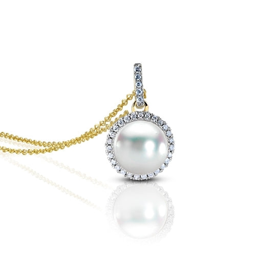 Pearl and Diamond Halo Pendant