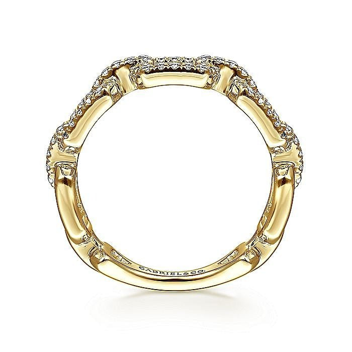 Gabriel & Co. Yellow Gold Pavé Diamond Chain Link Stackable Ring - Diamond Fashion Rings - Women's