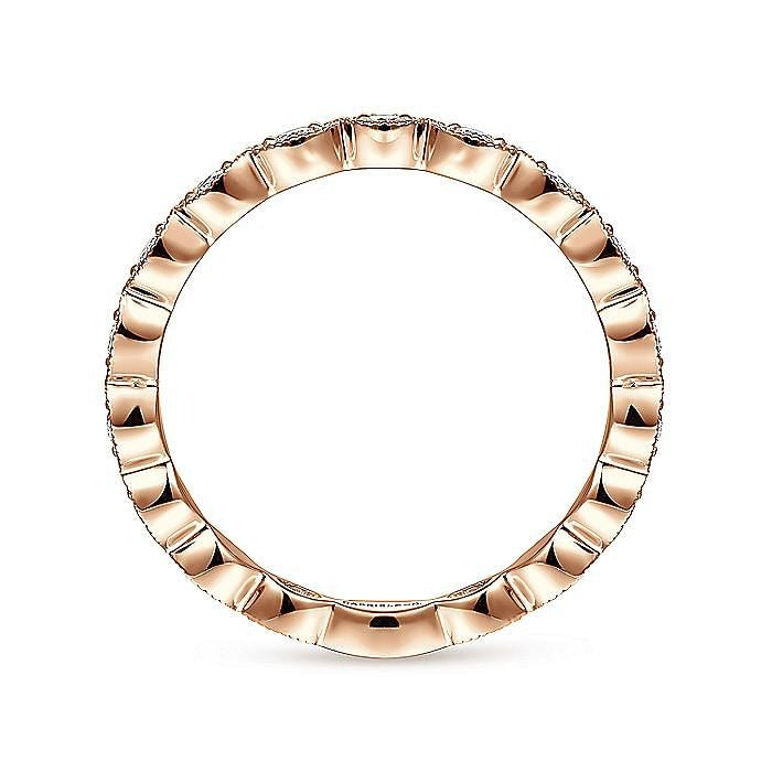 Ladies Gabriel & Co.Rose Gold Marquise Station Milgrain Diamond Stackable Band - Diamond Fashion Rings - Women's