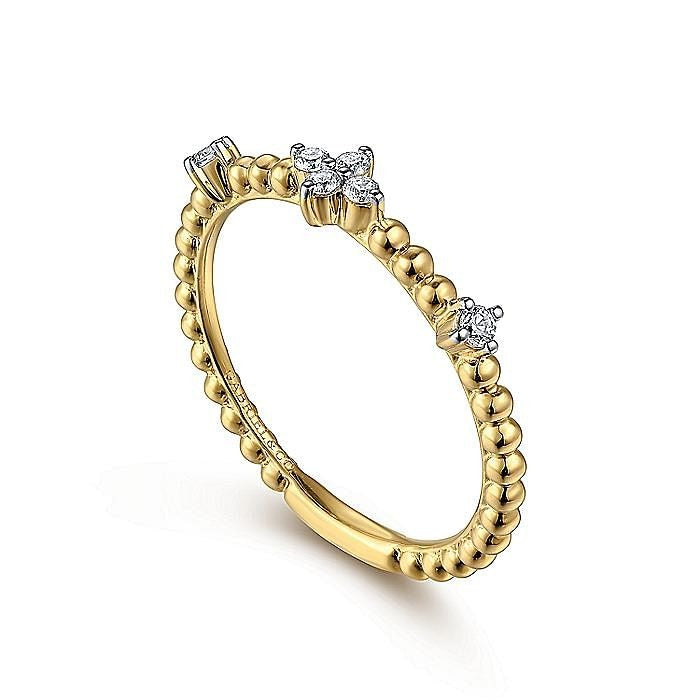 Gabriel & Co. 14 Karat Yellow Gold Diamond Station Bujukan Ring - Diamond Fashion Rings - Women's