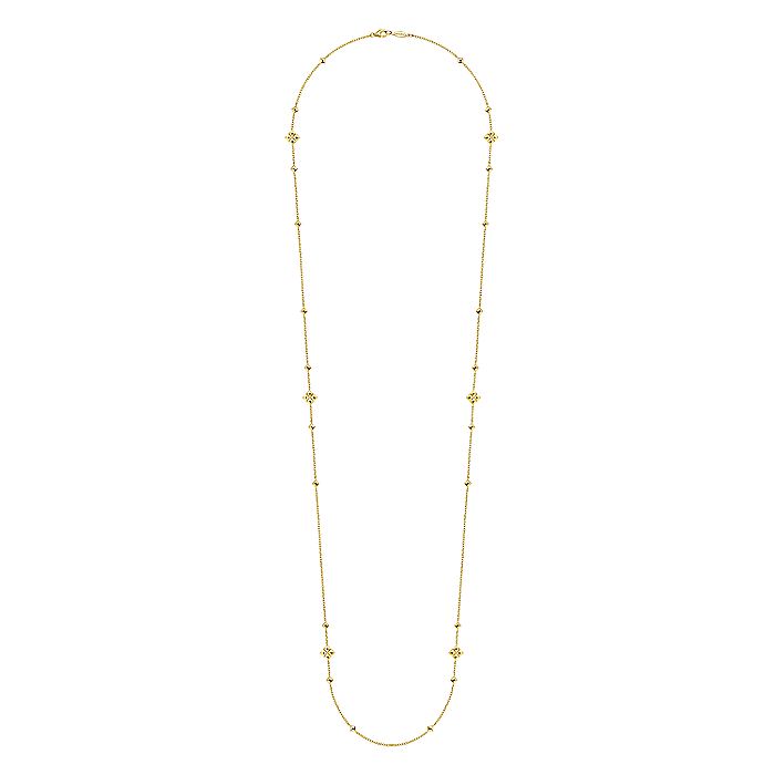 Gabriel & Co Yellow Gold Pyramid Quatrefoil Station Necklace - Gold Necklace