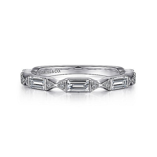 Gabriel & Co. 14 Karat White Gold Diamond Anniversary Band - Diamond Wedding Bands - Women's