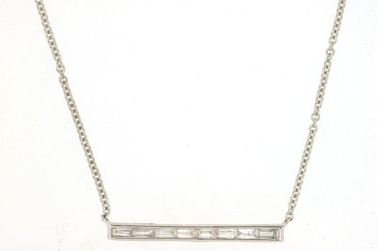 White Gold Diamond Bar Pendant