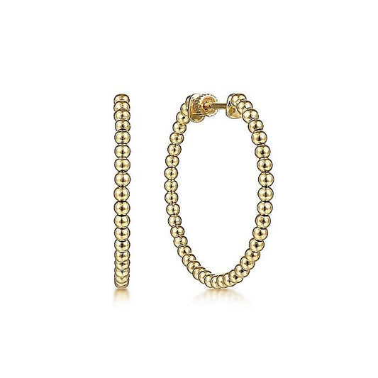 Gabriel & Co. Yellow Gold Bujukan Beaded Gold Hoop Earrings