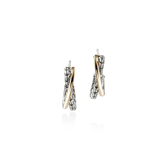 John Hardy Sterling Silver & Yellow Gold Essential Crossover Earrings