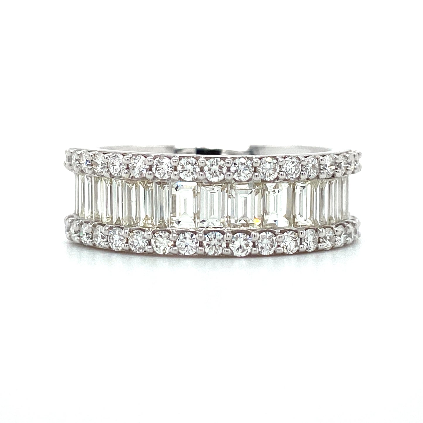 Ladies White Gold Baguette Diamond Band - Diamond Fashion Rings - Women's