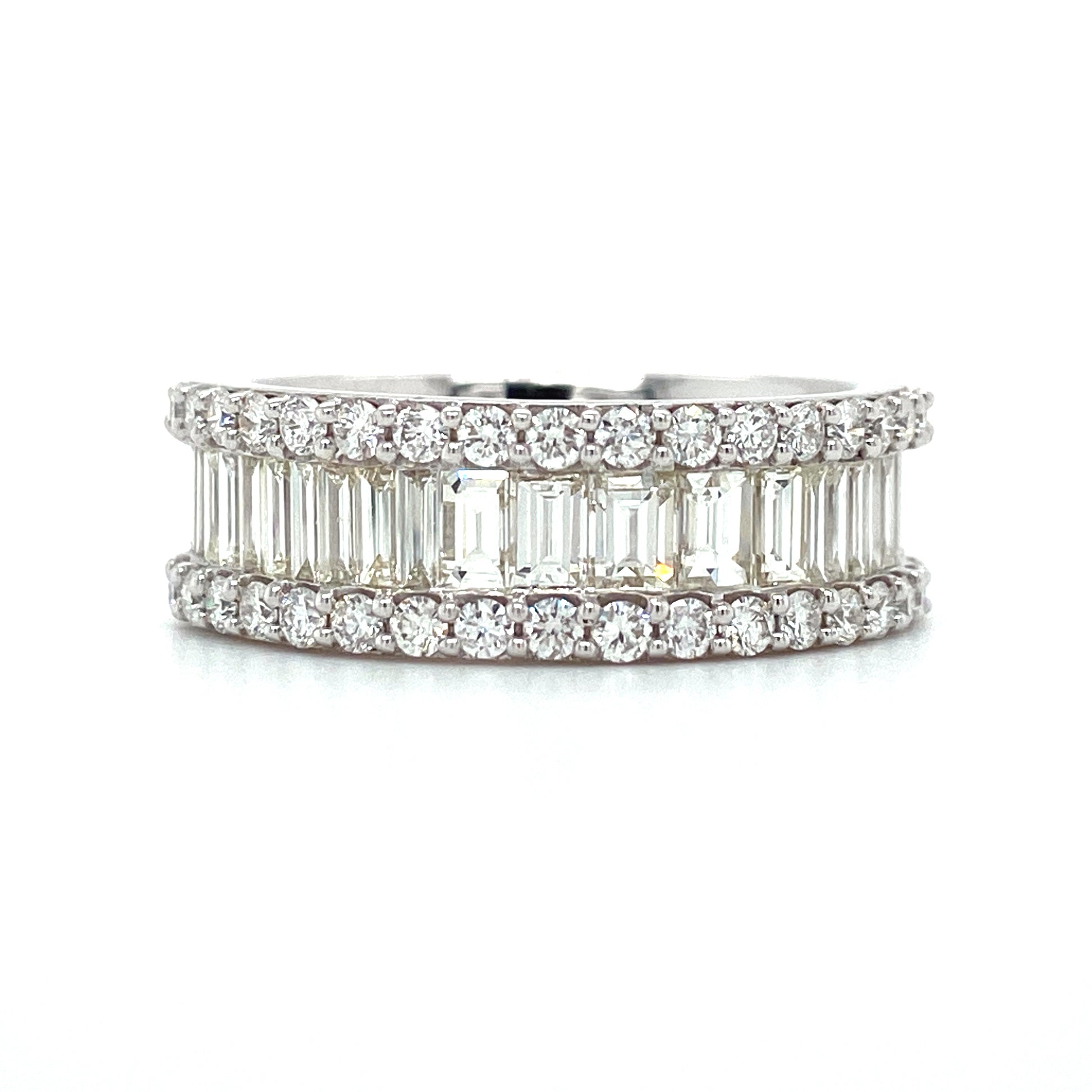 Ladies White Gold Baguette Diamond Band - Diamond Fashion Rings - Women's