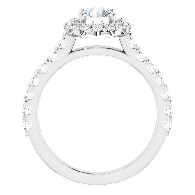 White Gold Round Halo Lab Grown Diamond Engagmenet Ring - Diamond Engagement Rings