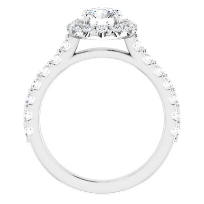 White Gold Round Halo Lab Grown Diamond Engagmenet Ring - Diamond Engagement Rings