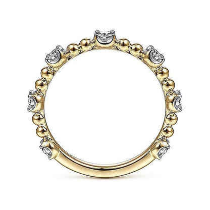 Gabriel & Co. Yellow Gold Bujukan and Diamond Station Ring - Diamond Fashion Rings - Women's