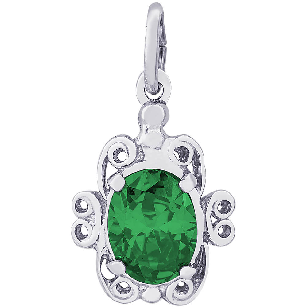 Rembrandt May Emerald Birthstone Charm - Silver Charms