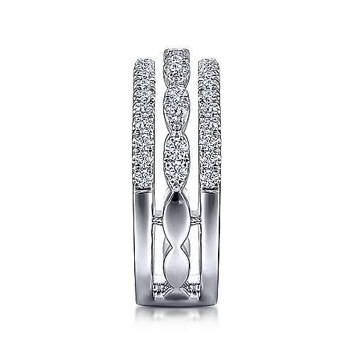 Gabriel & Co White Gold Three Row Diamond Ring - Gold Fashion Rings - Women's