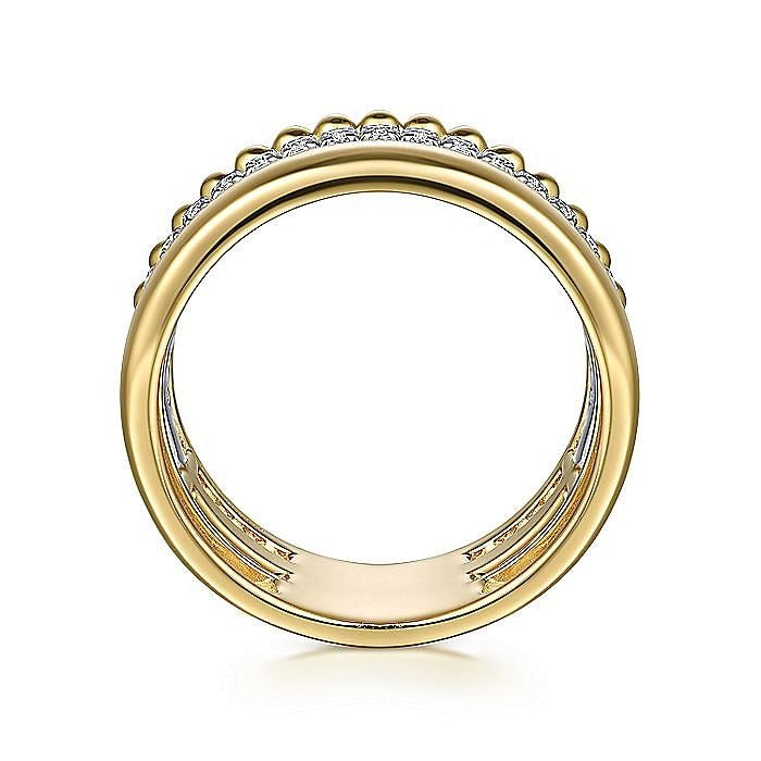 Gabriel & Co. Yellow and White Gold Diamond Bujukan Stacked Ring - Diamond Fashion Rings - Women's