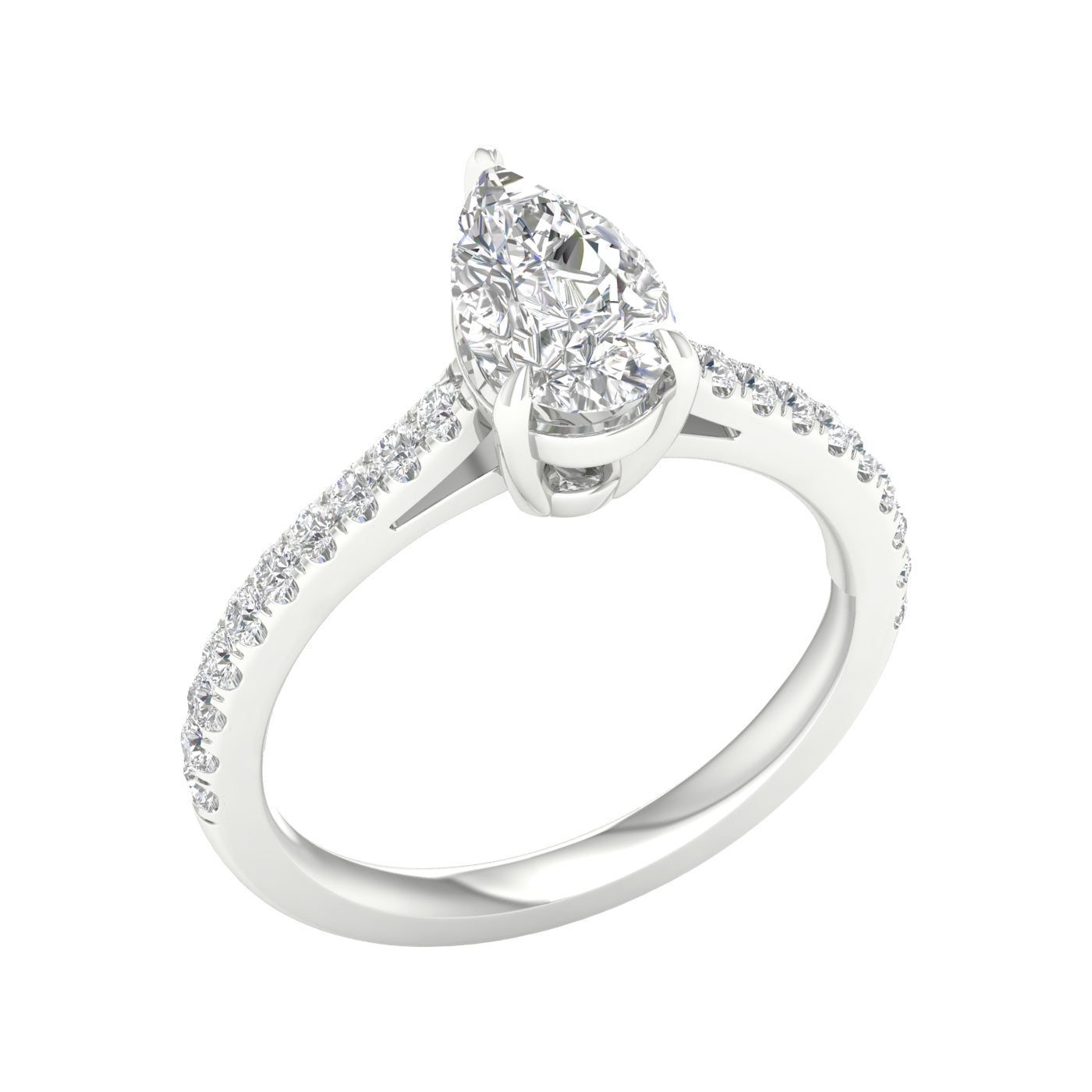 White Gold Pear Shape Laboratory Grown Diamond Engagement Ring