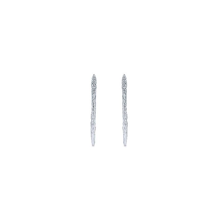 Gabriel & Co Sterling Silver 30mm Intricate White Sapphire Hoop Earrings - Silver Earrings