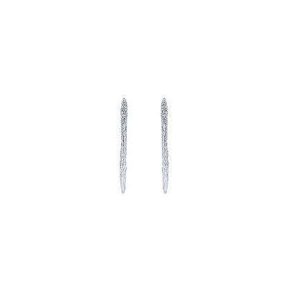 Gabriel & Co Sterling Silver 30mm Intricate White Sapphire Hoop Earrings - Silver Earrings