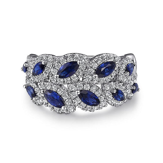 Gabriel & Co. Diamond and Sapphire Marquise Ring - Colored Stone Rings - Women's