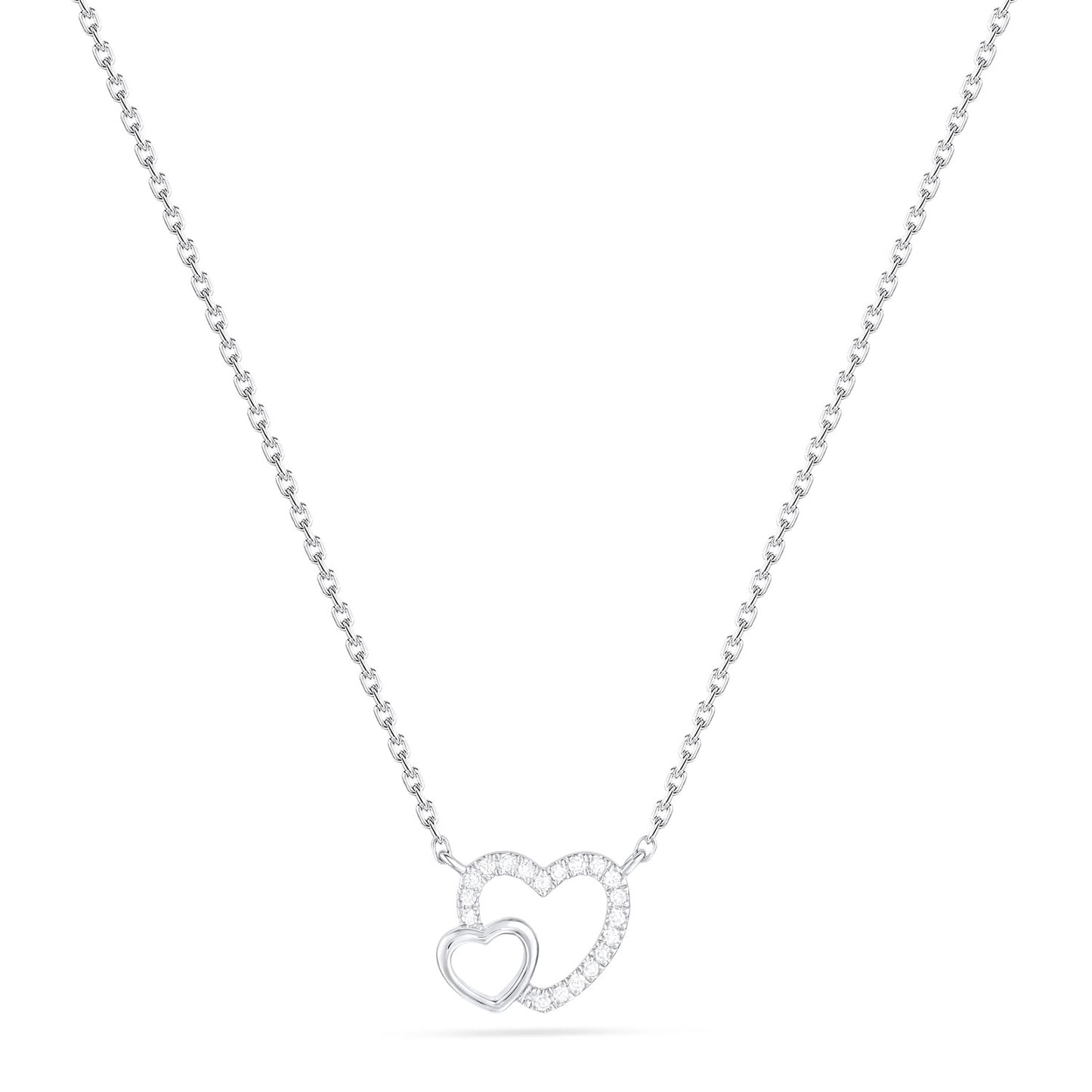 Luvente 14 Karat White Gold Double Heart Diamond Pendant