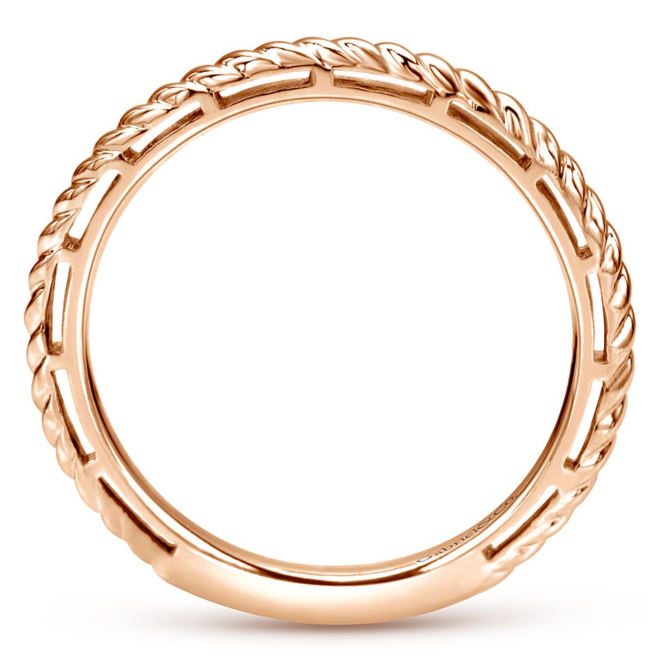 Gabriel & Co. Rose Gold Twisted Rope Stackable Ring - Gold Wedding Bands - Women's